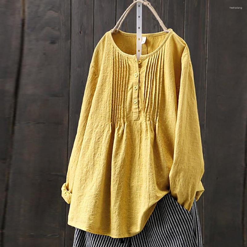 Women's Blouses Linen Blouse Spring Women Tops Long Sleeve Button Shirts Soild Color Loose Top And Clothes, Blue
Women's Blouses Linen Blouse Spring Women Tops Long Sleeve Button Shirts Soild Color Loose Top And Clothes, Blue