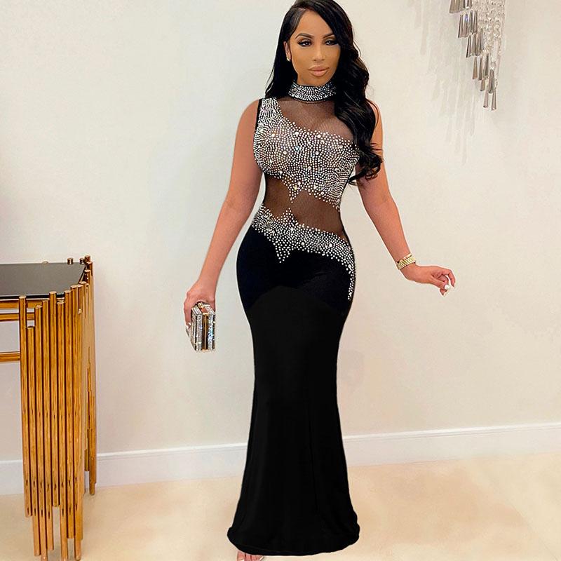 Casual Dresses Sexy See Through Rhinestones Bodycon Maxi Dress Women Evening Wedding Party Sleeveless Long Elegant Club Birthday DressCasual, Black
Casual Dresses Sexy See Through Rhinestones Bodycon Maxi Dress Women Evening Wedding Party Sleeveless Long Elegant Club Birthday DressCasual, Black