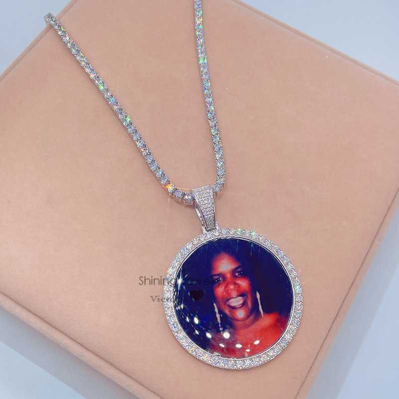 Sterling Silver Iced Out Hip Hop Moissanite Diamond Picture Frame Memory Pendant