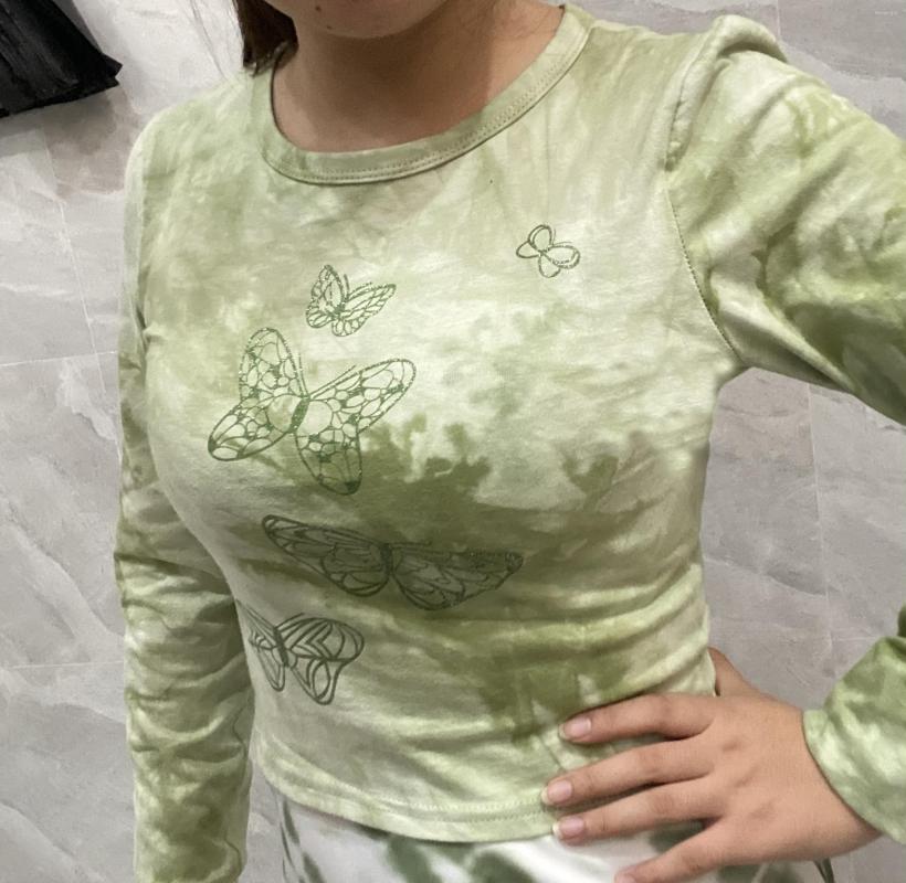 Women' T Shirts Fashion Fall Spring Women Tie Dye Crop Tops Long Sleeve Round Neck Butterfly Graphic Slim Fit T-Shirts Mujer Casual Tees, Green
Women' T Shirts Fashion Fall Spring Women Tie Dye Crop Tops Long Sleeve Round Neck Butterfly Graphic Slim Fit T-Shirts Mujer Casual Tees, Green