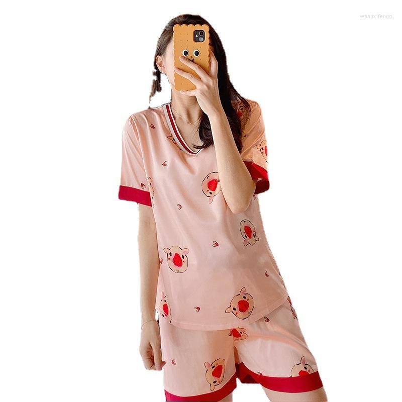 Women's Sleepwear Cute Silk Pajamas For Women Sweet Pyjamas Woman Elegant Short Sleeve Homewear Ladies Sets Pjs, 15
Women's Sleepwear Cute Silk Pajamas For Women Sweet Pyjamas Woman Elegant Short Sleeve Homewear Ladies Sets Pjs, 15
