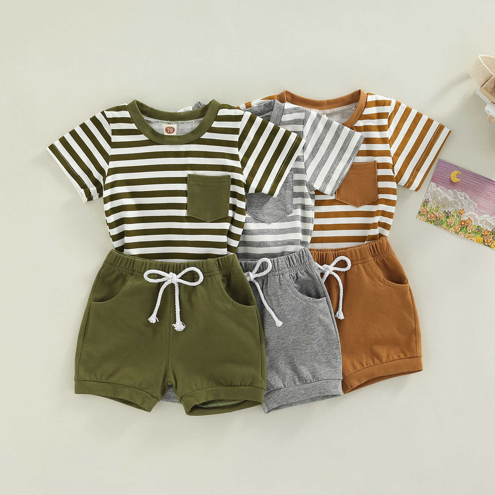 Clothing Sets Summer Casual Toddler Baby Boys Clothes Set Short Sleeve Pocket Stripes Tshirt with Elastic Waist Shorts PCS Outfits Kids Suit, Auburn
Clothing Sets Summer Casual Toddler Baby Boys Clothes Set Short Sleeve Pocket Stripes Tshirt with Elastic Waist Shorts PCS Outfits Kids Suit, Auburn