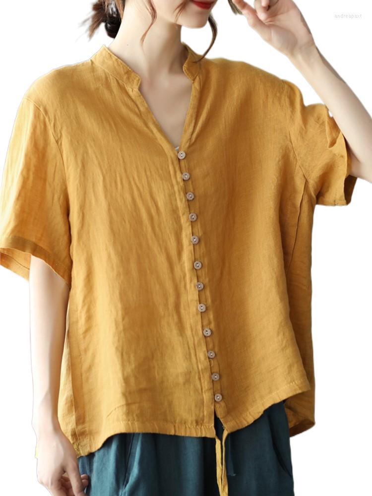 Women's Blouses QPFJQD Female Linen Solid Color Tops V-Neck Short Sleeve Summer Shirts 2023 Loose Retro Women Casual Simple Style, Green
Women's Blouses QPFJQD Female Linen Solid Color Tops V-Neck Short Sleeve Summer Shirts 2023 Loose Retro Women Casual Simple Style, Green