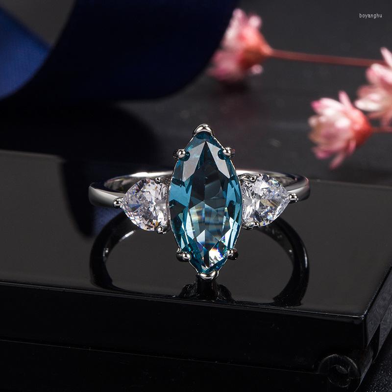 Wedding Rings S Horse Eye Blue Crystal Ring Female European And American Topaz Aquamarine Heart-shaped Zircon Jewelry
Wedding Rings S Horse Eye Blue Crystal Ring Female European And American Topaz Aquamarine Heart-shaped Zircon Jewelry