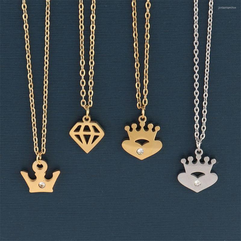 Pendant Necklaces Exquisite Stainless Steel Necklace For Women Crown Geometric Simple Zircon Choker Jewelry
Pendant Necklaces Exquisite Stainless Steel Necklace For Women Crown Geometric Simple Zircon Choker Jewelry