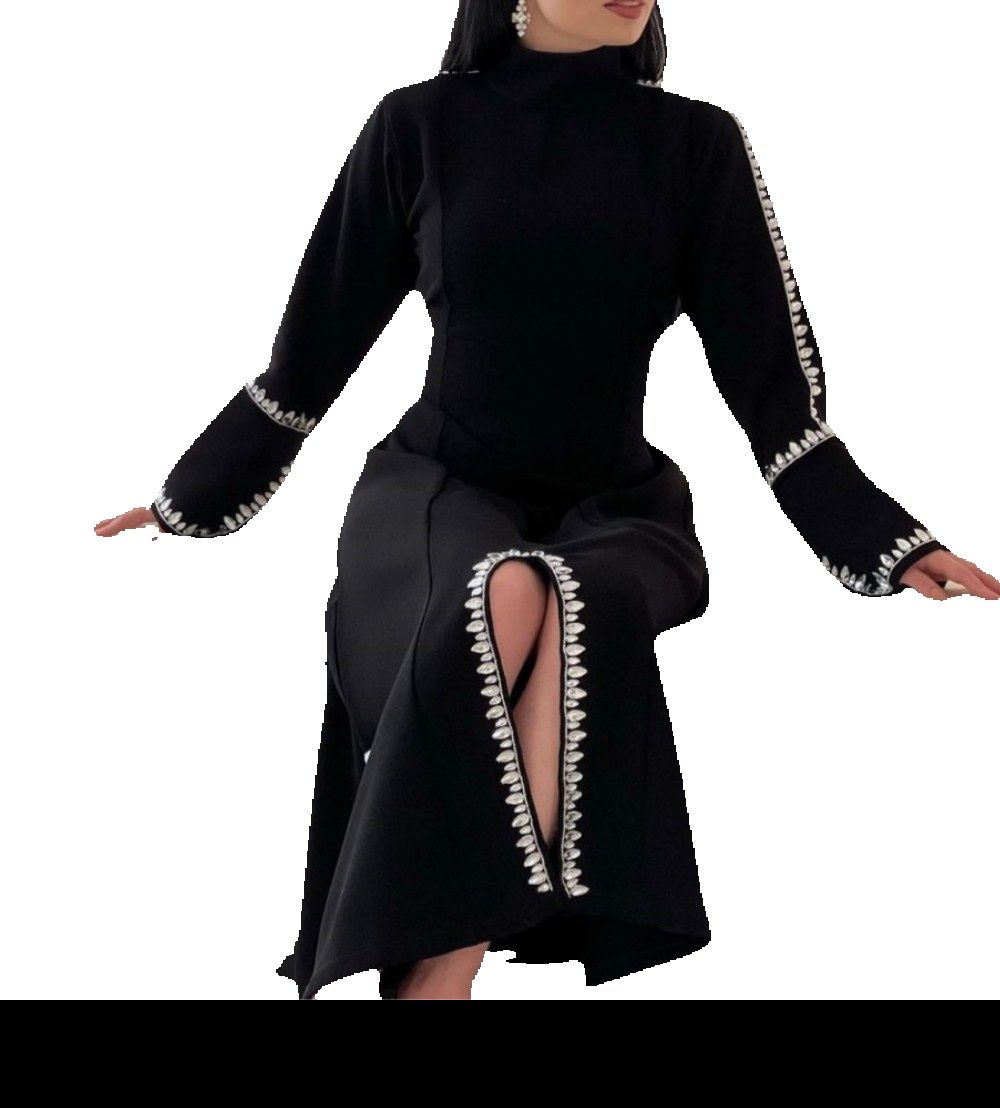 Black Front Slit Prom Dresses Saudi Arabia Women Wear High Collar Rhinestone Long Sleeves Evening Formal Gowns, Hunter green
Black Front Slit Prom Dresses Saudi Arabia Women Wear High Collar Rhinestone Long Sleeves Evening Formal Gowns, Hunter green