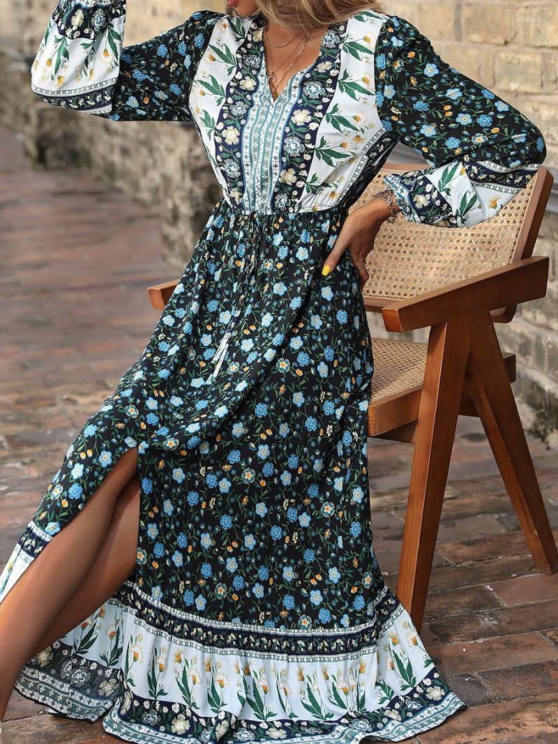 Casual Dresses Women Long Sleeve V-neck Dress Boho Style Floral Print Split Party For Beach Club Streetwear, Multi
Casual Dresses Women Long Sleeve V-neck Dress Boho Style Floral Print Split Party For Beach Club Streetwear, Multi