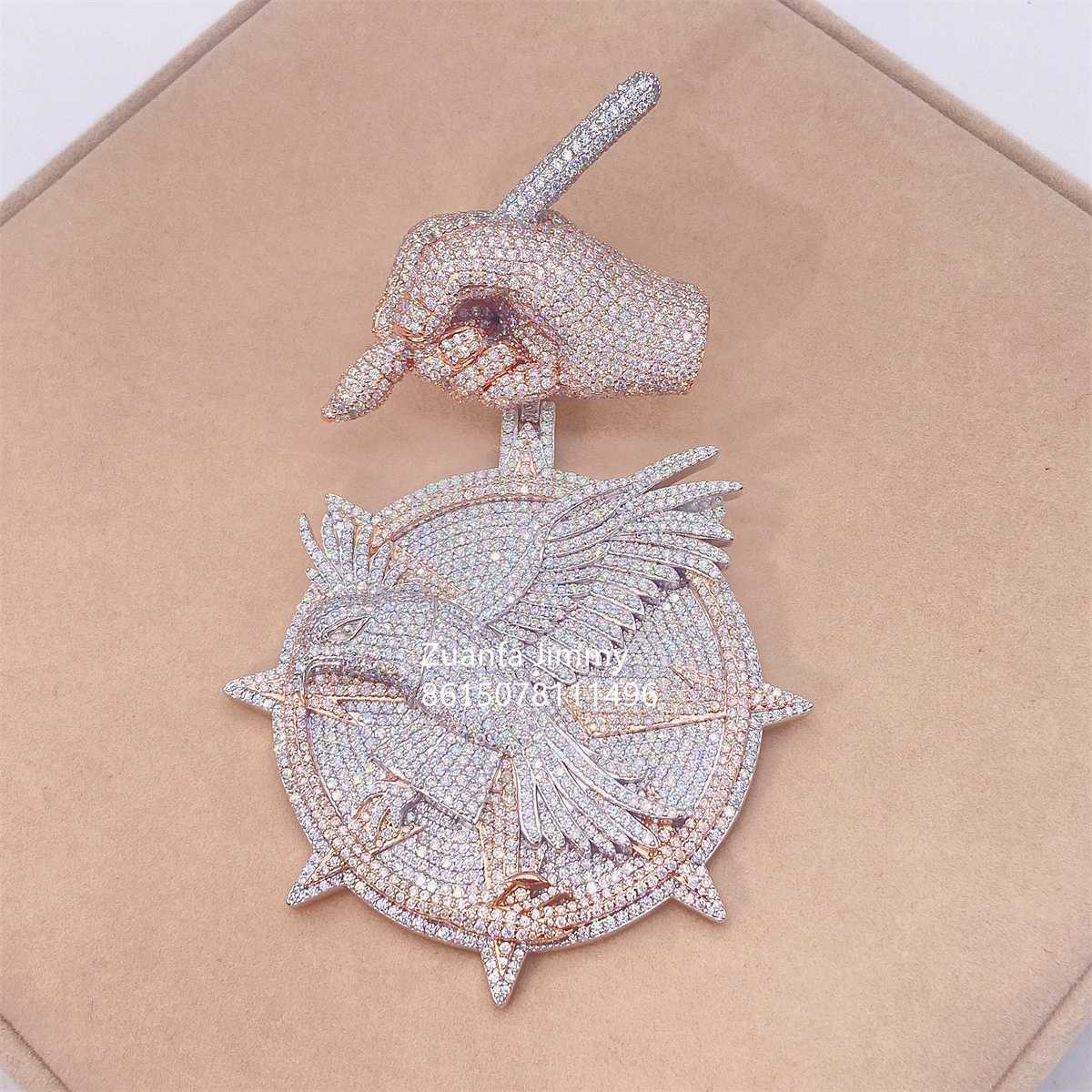 Customized Pendant Iced Out Vvs Moissanite Miami Cuban Link Chain Men Necklace Hip Hop