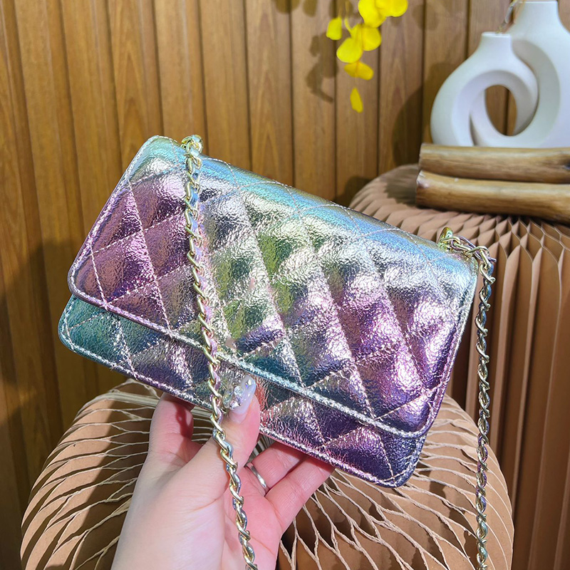 French Womens Laser Dazzle Colorful WOC Bags Card Holder Wallet With Gold Metal Hardware Matelasse Chain Crossbody Shoulder Handbags Multi Pochette Purse 19X12CM, Box
French Womens Laser Dazzle Colorful WOC Bags Card Holder Wallet With Gold Metal Hardware Matelasse Chain Crossbody Shoulder Handbags Multi Pochette Purse 19X12CM, Box