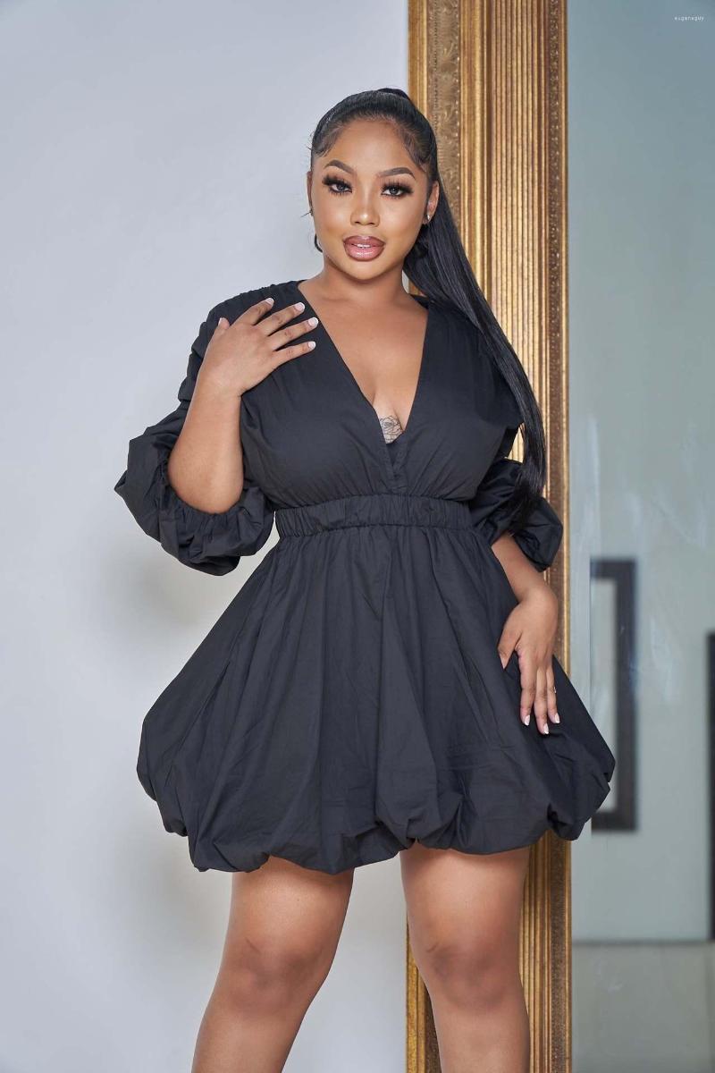 Casual Dresses Women Solid Ball Gown Sexy Deep V Neck 3/4 Puff Sleeve Empire Mini Flare Party Dress 2023 Autumn Vestidos, Black
Casual Dresses Women Solid Ball Gown Sexy Deep V Neck 3/4 Puff Sleeve Empire Mini Flare Party Dress 2023 Autumn Vestidos, Black