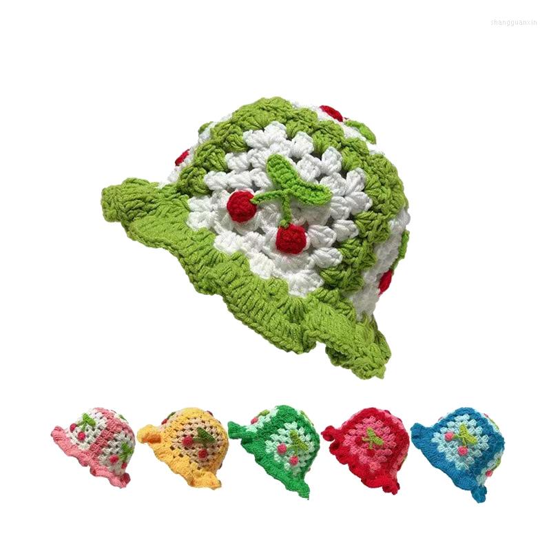 Berets RH Cherry Fisherman Handmade Crochet Knitted Basin Hat Sweet Cute Acrylic Soft Bucket Caps
Berets RH Cherry Fisherman Handmade Crochet Knitted Basin Hat Sweet Cute Acrylic Soft Bucket Caps