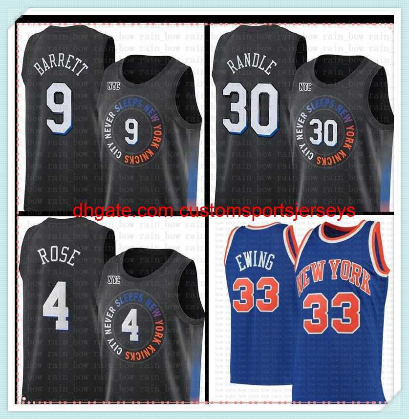 mens RJ 9 Barrett Jerseys Julius 30 Randle Derrick 4 Rose Jersey Patrick 33 Ewing Basketball Jerseys 2021 top