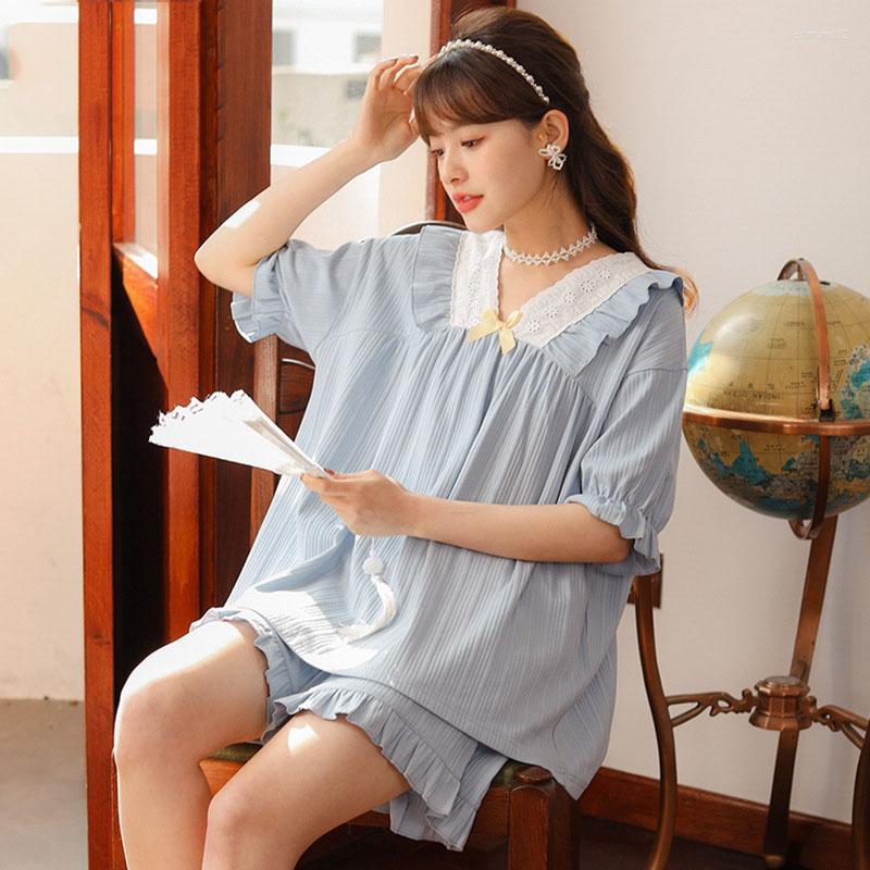 Women's Sleepwear Women's Pajamas Princess Sweet Wind Cotton Pullover Short Sleeves Wearable Ladies Homewear Two-piece Suit, Pj5527
Women's Sleepwear Women's Pajamas Princess Sweet Wind Cotton Pullover Short Sleeves Wearable Ladies Homewear Two-piece Suit, Pj5527