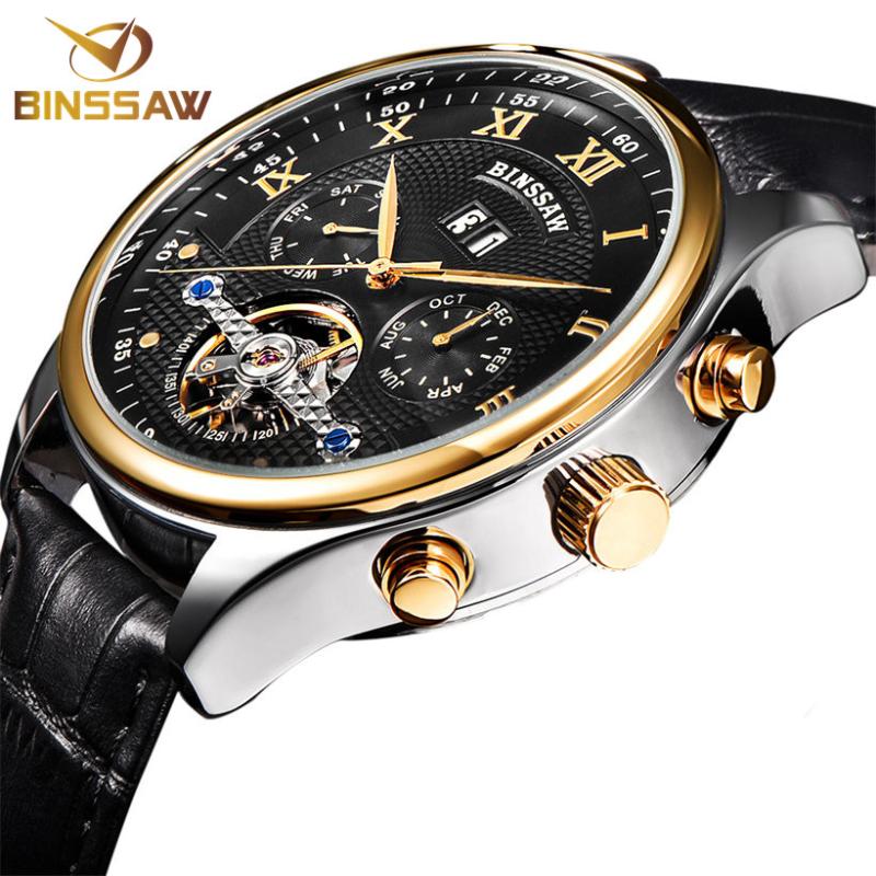Wristwatches Fashion Leather Tourbillon Watch Automatic Men Wristwatch Mechanical Steel Watches Relogio Masculino, Black
Wristwatches Fashion Leather Tourbillon Watch Automatic Men Wristwatch Mechanical Steel Watches Relogio Masculino, Black