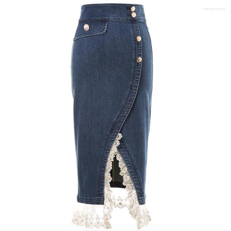 Skirts 2023 Summer Vintage Denim Split Pencil Skirt Women High Waist Lace Stitching Package Hip Knee Length, Blue
Skirts 2023 Summer Vintage Denim Split Pencil Skirt Women High Waist Lace Stitching Package Hip Knee Length, Blue