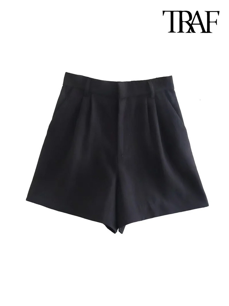 Women's Two Piece Pants TRAF Women Fashion Front Buttons Waistcoat And High Waist Bermuda Shorts Female Two Pieces Sets Mujer 230214