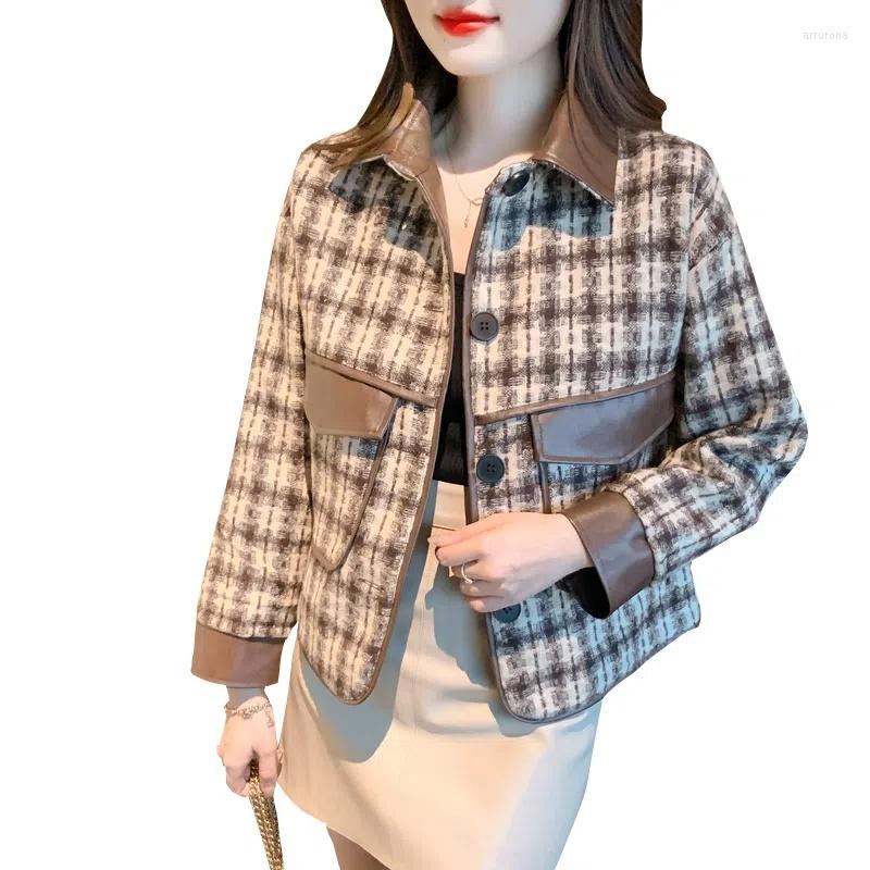 Women' Jackets Single Lapel Breasted Loose Long Sleeve Motorcycle Leather Women Chic Plaid Casual Short Coat Streetwear Harajuku, Black 
Women' Jackets Single Lapel Breasted Loose Long Sleeve Motorcycle Leather Women Chic Plaid Casual Short Coat Streetwear Harajuku, Black