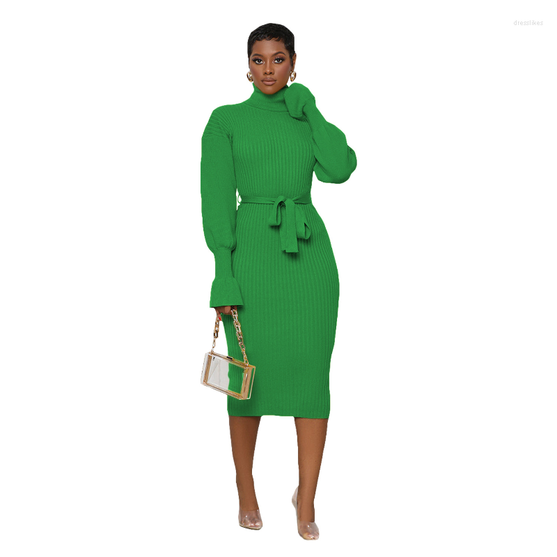 Casual Dresses Women Solid Knitted Sweater Dress With Belt Turtleneck Long Flare Sleeve Bodycon Midi Robe Fashion High Stretchy Outfits, Black
Casual Dresses Women Solid Knitted Sweater Dress With Belt Turtleneck Long Flare Sleeve Bodycon Midi Robe Fashion High Stretchy Outfits, Black