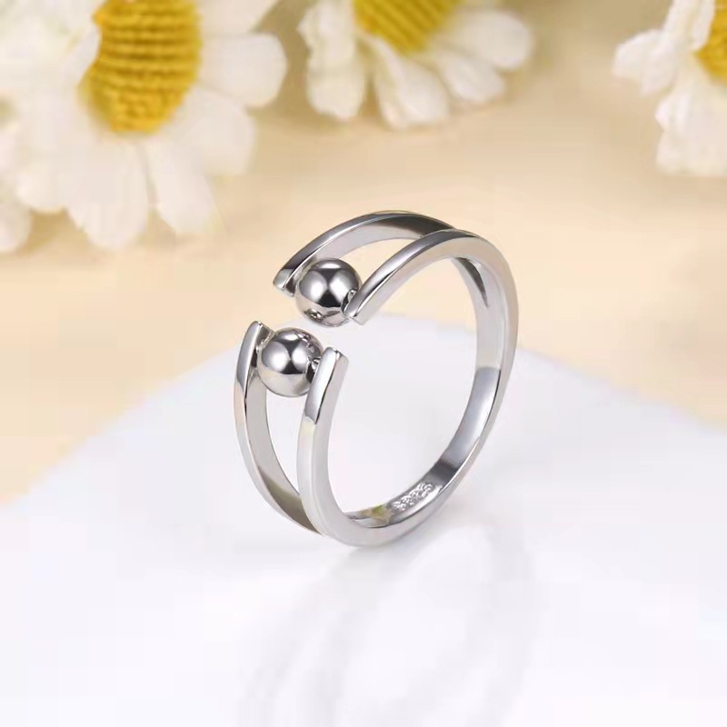 Skyrim Stainless Steel Rotate Beads Anxiety Rings Adjustable Stress Relief Fidget Rings For Women Men Fashion Jewelry Gift
