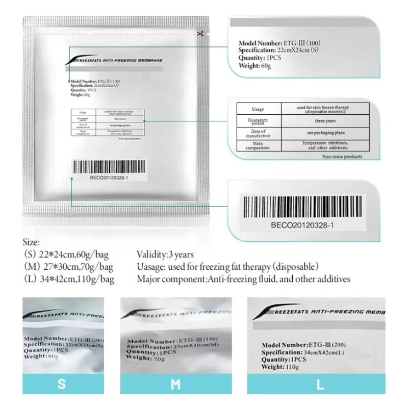 Accessories & Parts High Quality Cool Cryotherapy Antifreeze Membrane Cryolipolysis Pads Price For Fat Freezing Machine