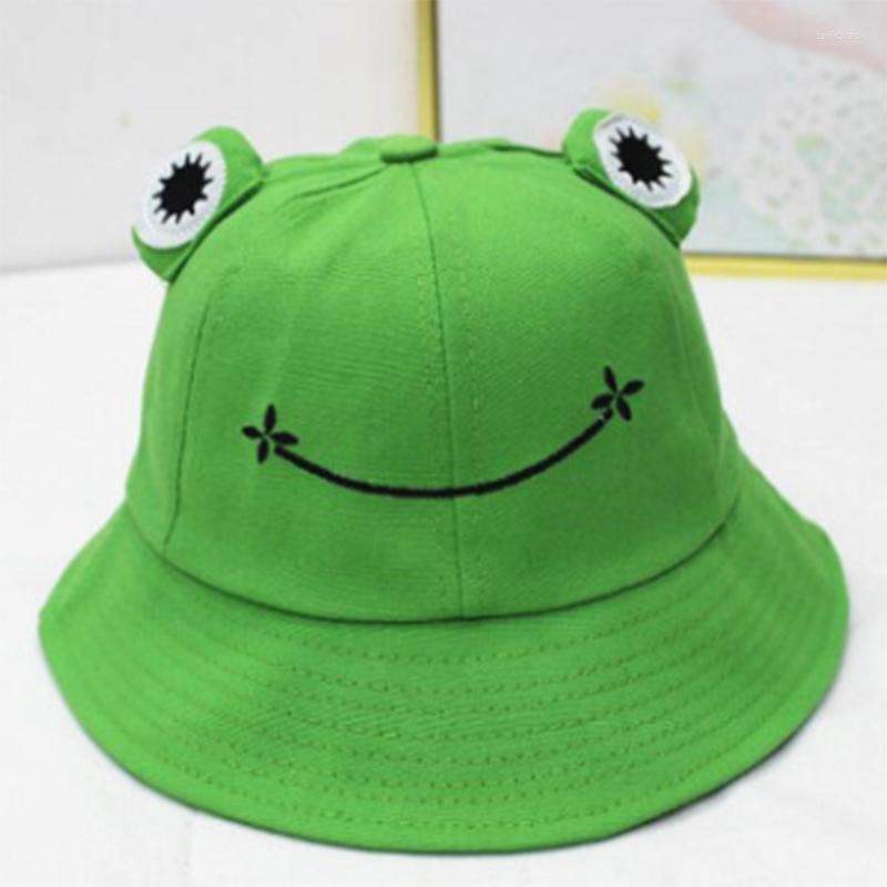 

Berets Frog Bucket Hat Panama Fishing Cartoon Cap Cute Froggy Homme Femme Bob Chapeau Outdoor Sun Fisherman Gift For Lover, Green