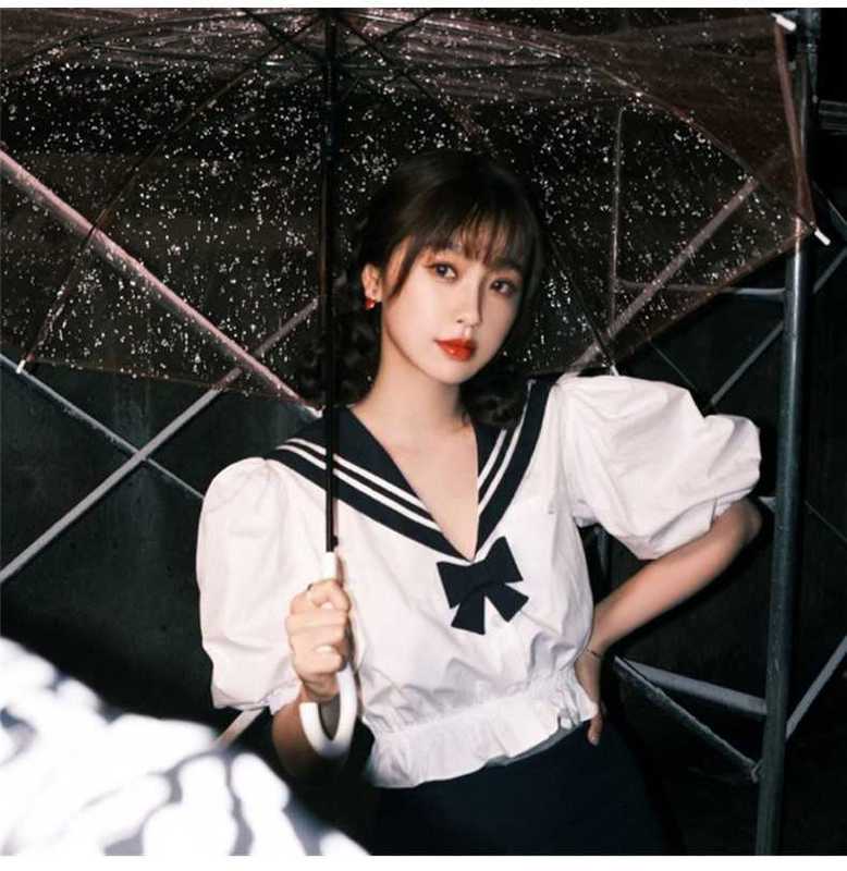 Women' Blouses & Shirts Designer White shirt navy collar academy style short bubble sleeve bow versatile top 22 summer new RIBU, White3
Women' Blouses & Shirts Designer White shirt navy collar academy style short bubble sleeve bow versatile top 22 summer new RIBU, White3