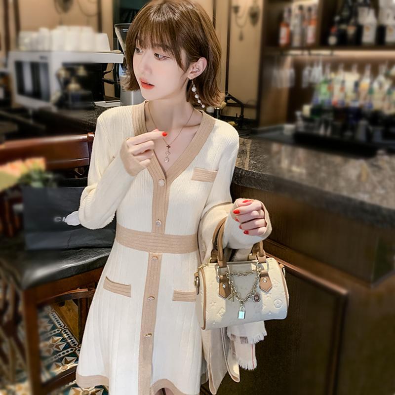 Casual Dresses Korean Chic Elegant Sweater Dress Women V-neck Contrast Color Slim Fit Knitted Mini High Waist Vestidos Plus Size, Photo color
Casual Dresses Korean Chic Elegant Sweater Dress Women V-neck Contrast Color Slim Fit Knitted Mini High Waist Vestidos Plus Size, Photo color