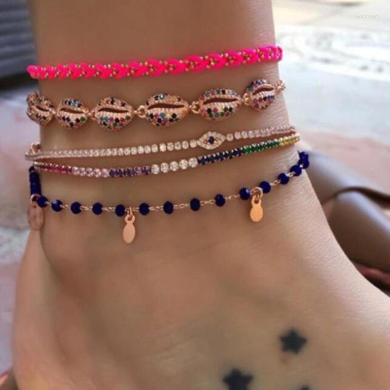 Anklets 4pcs/sets Bohemian Shell Bead Shiny Clear Crystal Stone Rope Adjustable Jewelry For Women Accessories
Anklets 4pcs/sets Bohemian Shell Bead Shiny Clear Crystal Stone Rope Adjustable Jewelry For Women Accessories