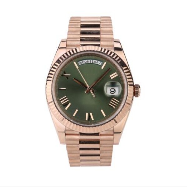 NEW arrivals Hot sell classic mechanical man watch Automatic Stainless steel band Watches luxury watch 40MM Rose gold green Face 235