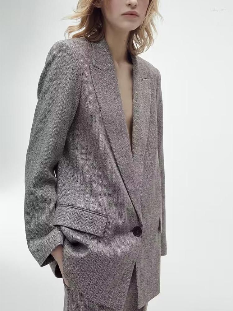 Women's Suits WXWT Spring 2023 Women Fashion Casual Herringbone Twill Blazer Coat Long Sleeve Lapel Single Button Jacket Outerwear Female, Gray
Women's Suits WXWT Spring 2023 Women Fashion Casual Herringbone Twill Blazer Coat Long Sleeve Lapel Single Button Jacket Outerwear Female, Gray