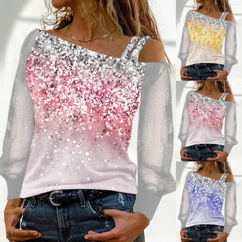Women' T Shirts Women Sequin Shirt Mesh Long Sleeve Tops Cold Shoulder Loose Casual Print Splice Pullover Fashion Harajuku Streetwear, B-b
Women' T Shirts Women Sequin Shirt Mesh Long Sleeve Tops Cold Shoulder Loose Casual Print Splice Pullover Fashion Harajuku Streetwear, B-b