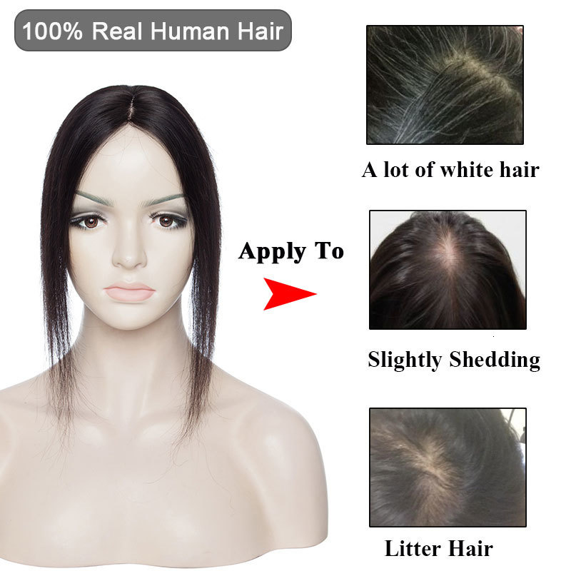 Synthetic s SEGO 6x9cm Real Human Hair Silk Base Women Toppers Natural line Clip In s Top piece Straight 230214