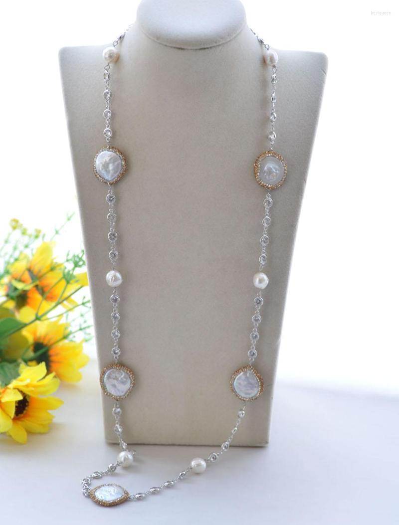 Chains P7696 34"-50" 25mm White Coin & Edison Pearl CZ Chain Yellow Gold-Plating Necklace
Chains P7696 34"-50" 25mm White Coin & Edison Pearl CZ Chain Yellow Gold-Plating Necklace