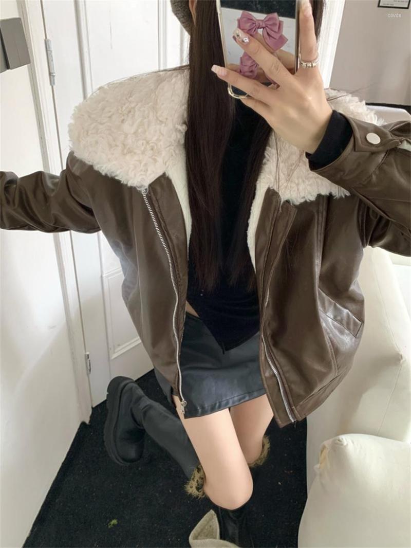 Women's Leather Alien Kitty Retro OL Women PU Coats Spring Chic Plush Warm 2023 Slim Loose Gentle Lamb Wool All Match Office Lady Jackets, Black
Women's Leather Alien Kitty Retro OL Women PU Coats Spring Chic Plush Warm 2023 Slim Loose Gentle Lamb Wool All Match Office Lady Jackets, Black