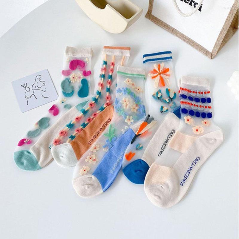 Women Socks Retro Flower Transparent Glass Silk Summer Breathable Long Casual Female Hosiery, Blue
Women Socks Retro Flower Transparent Glass Silk Summer Breathable Long Casual Female Hosiery, Blue