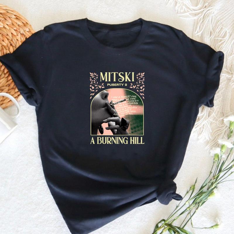 

Women' T Shirts Mitski A Burning Hill Shirt O Neck Women Summer Aesthetic T-shirt Laurel Merch Tour Cotton Short Sleeve Tshirts, Black