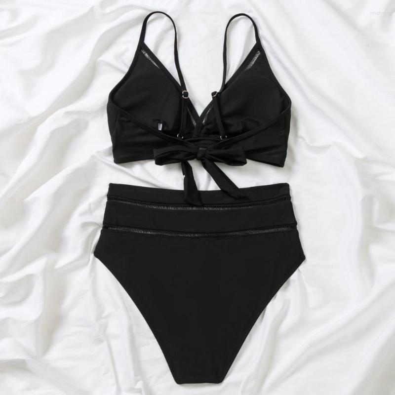 Women' Swimwear 2Pcs/Set Bikini Set V-neck Split Type Wading Sexy High Waist Bra Briefs Beachwear, Black
Women' Swimwear 2Pcs/Set Bikini Set V-neck Split Type Wading Sexy High Waist Bra Briefs Beachwear, Black