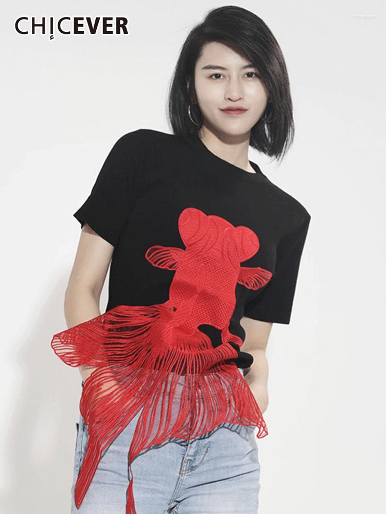 Women's T Shirts CHICEVER Casual Appliques Animal Shirt For Women Round Neck Long Sleeve Two Tone Irregular Hem Slim Female 2023 Style, Black
Women's T Shirts CHICEVER Casual Appliques Animal Shirt For Women Round Neck Long Sleeve Two Tone Irregular Hem Slim Female 2023 Style, Black