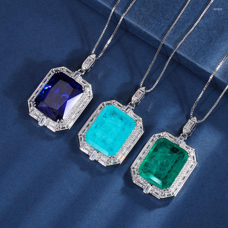 Pendant Necklaces EYIKA Rectangle Simulated Sapphire Emerald Paraiba Tourmaline Large Necklace Women Wedding Jewelry Fusion Stone Choker
Pendant Necklaces EYIKA Rectangle Simulated Sapphire Emerald Paraiba Tourmaline Large Necklace Women Wedding Jewelry Fusion Stone Choker