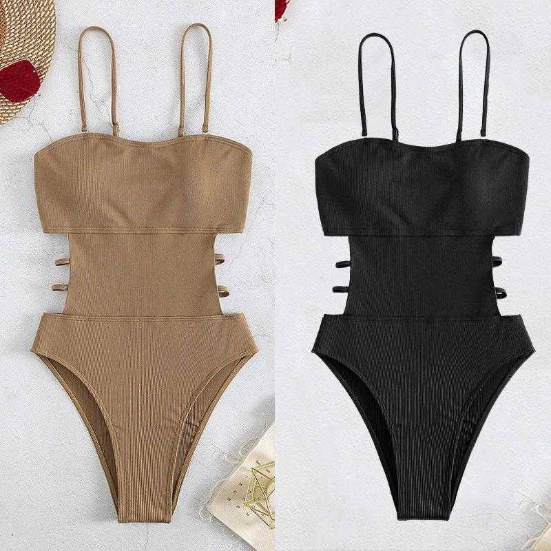 Summer Apricot Color Side Swimsuit Hollow Sexy Style Double Shoulder One Piece, Brown
Summer Apricot Color Side Swimsuit Hollow Sexy Style Double Shoulder One Piece, Brown