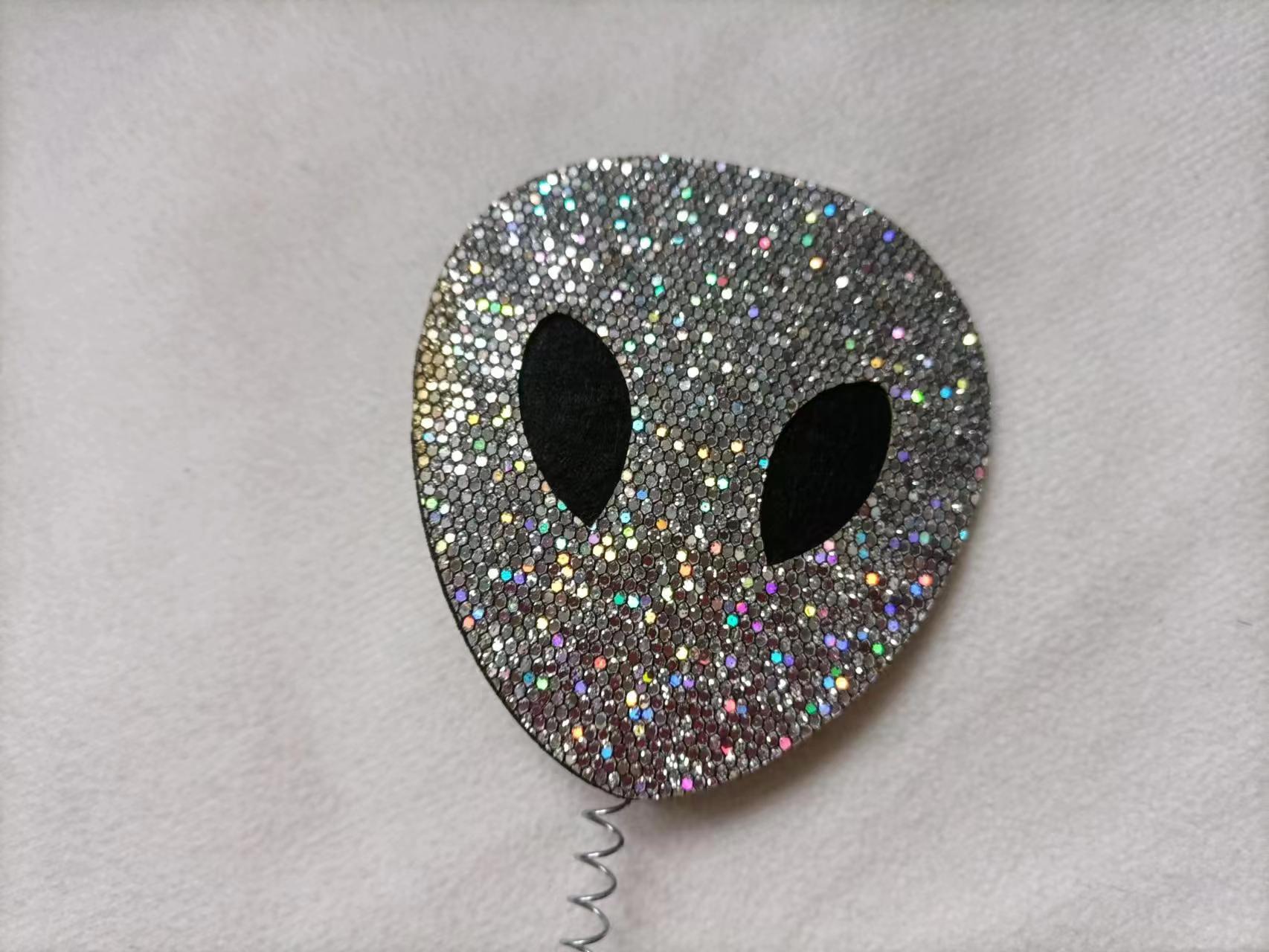 Alien Hairband Wired Ribbon Funny Martian Antennas Glitter Spring Headband Party Cosplay Costume Accessory For Child Adults Silver