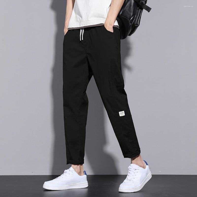 Men's Pants Mid-rise Elastic Waistband Drawstring Pockets Men Korean Style Solid Color Straight Leg Trousers Ankle Length Casual, Black
Men's Pants Mid-rise Elastic Waistband Drawstring Pockets Men Korean Style Solid Color Straight Leg Trousers Ankle Length Casual, Black