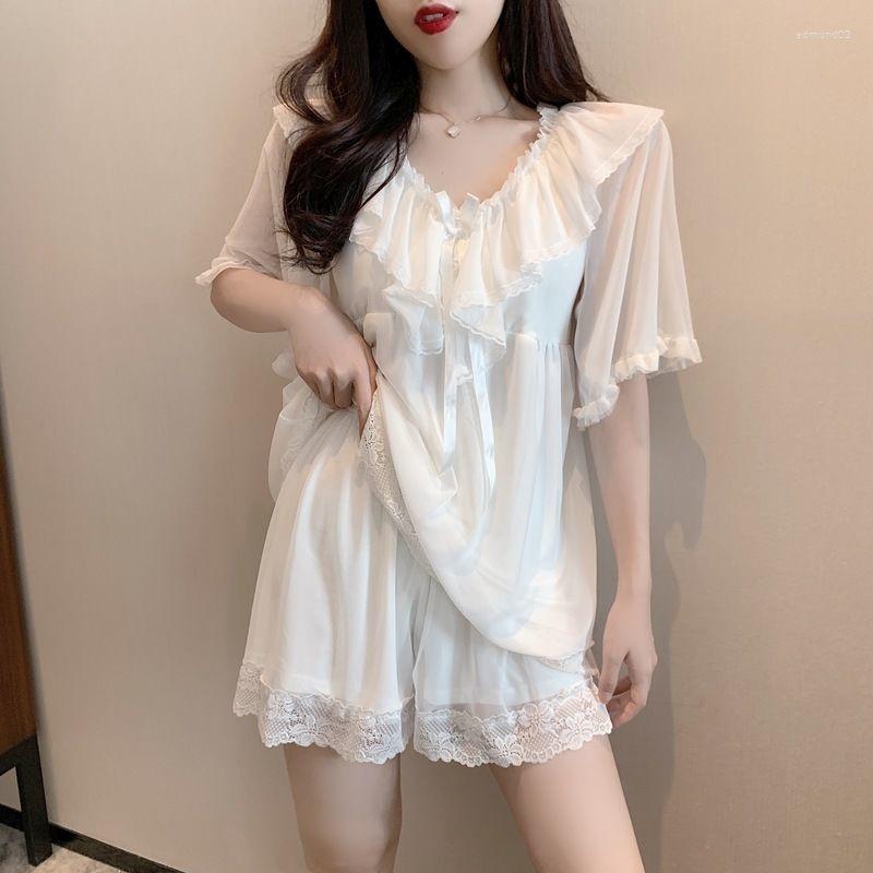 Women's Sleepwear Sweet Women White Suits With Shorts Nightwear Basic V-neck Summer Girls Home Clothes Nightie Pajamas For Femme
Women's Sleepwear Sweet Women White Suits With Shorts Nightwear Basic V-neck Summer Girls Home Clothes Nightie Pajamas For Femme