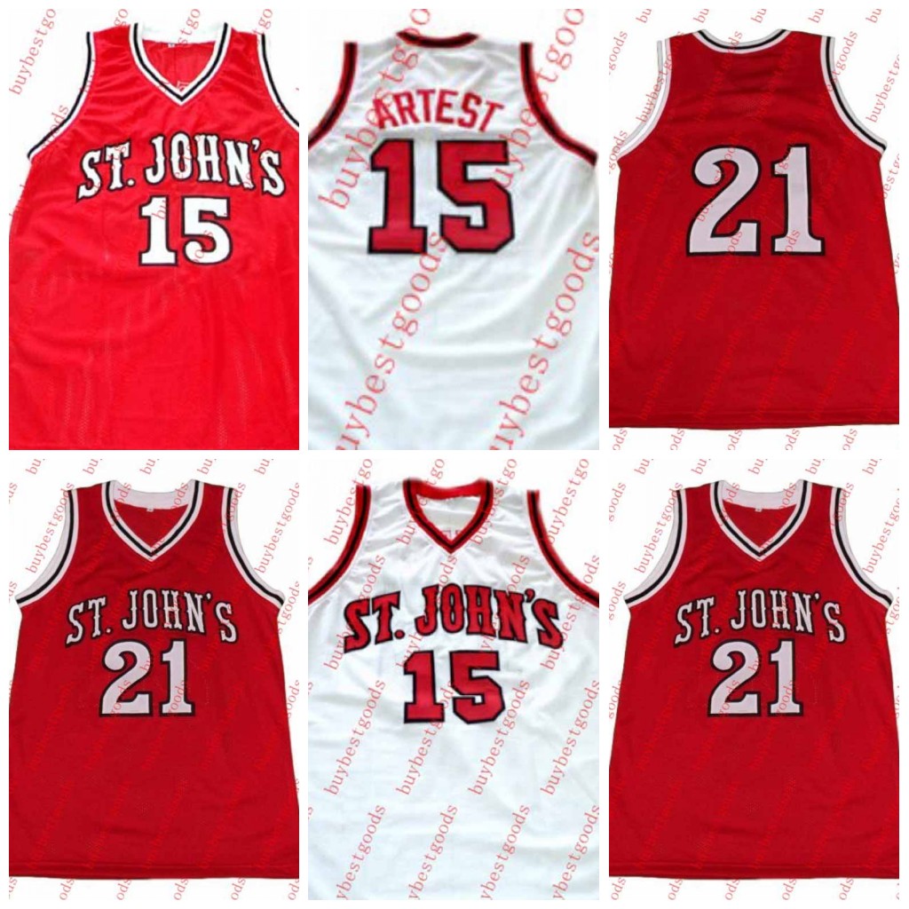 Custom Ron Artest #15 #20 Walter Berry #21 St. Johns University Redmen College Throwback Basketball Jersey Ed