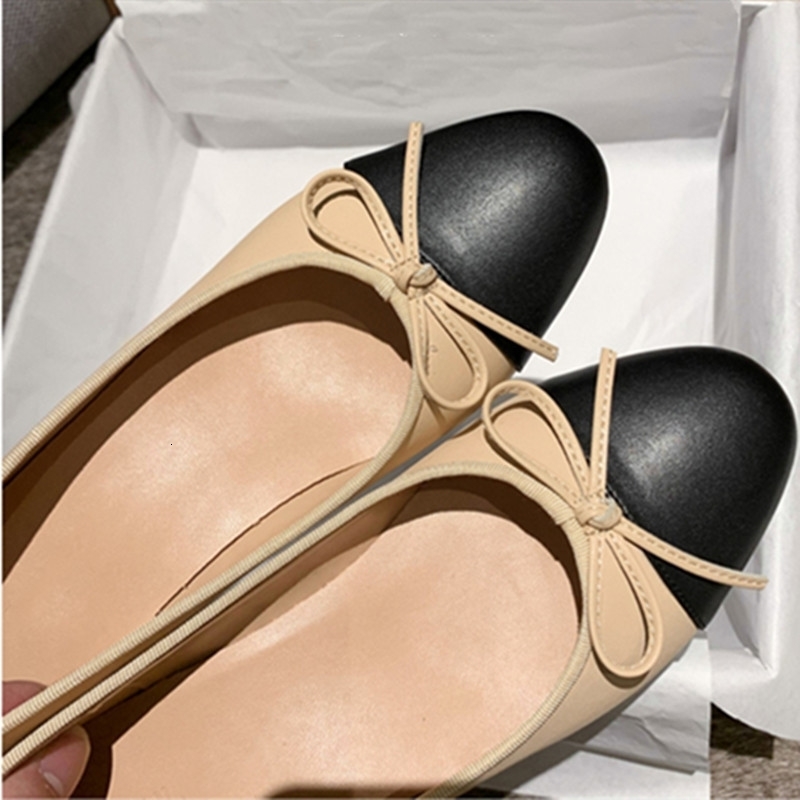Bow Ballet High Heels Shoes Woman Basic Pumps Fashion Two Tone Stitching Round Work Shoe Party Women Pump 220614
