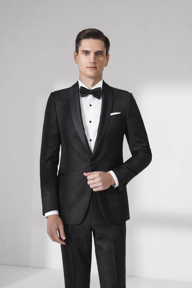 Men's Suits Stylish Wedding Suit Bespoke Men's Tuxedo Wool Black Jacquard Fabric Formal Dress Shawl Collar Satin Trims
Men's Suits Stylish Wedding Suit Bespoke Men's Tuxedo Wool Black Jacquard Fabric Formal Dress Shawl Collar Satin Trims