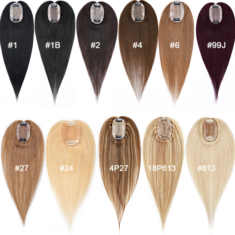 Synthetic s SEGO 6x9cm Real Human Hair Silk Base Women Toppers Natural line Clip In s Top piece Straight 230214