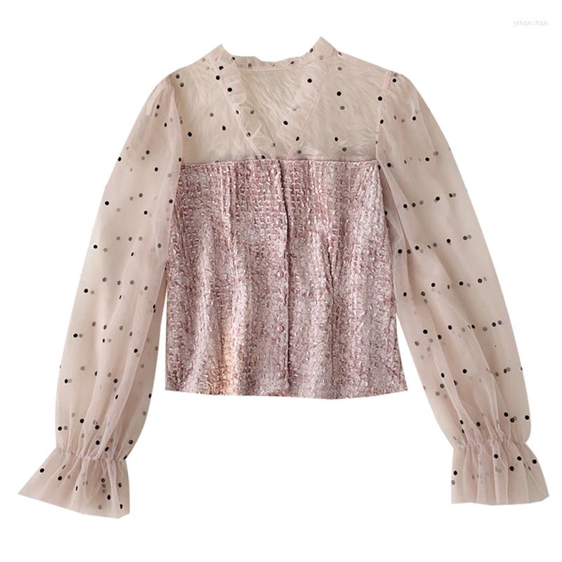 Women's Blouses PERHAPS U Women Pink Apricot V-neck Polka Dot Mesh Patchwork Flare Long Sleeve Shirt Spring Summer B0733, Ivory
Women's Blouses PERHAPS U Women Pink Apricot V-neck Polka Dot Mesh Patchwork Flare Long Sleeve Shirt Spring Summer B0733, Ivory