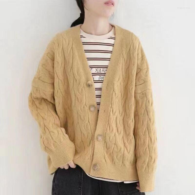 Women's Knits C5581 Autumn Winter Women's Cardigan Sweater Vintage Twist V Neck Long Sleeve Loose Outwear Knitted Coat, Gray
Women's Knits C5581 Autumn Winter Women's Cardigan Sweater Vintage Twist V Neck Long Sleeve Loose Outwear Knitted Coat, Gray