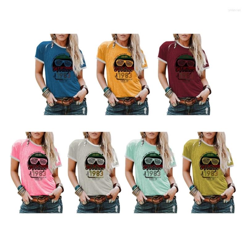 Women's T Shirts Women Summer Short Sleeve Funny Letter Print T-Shirt Vintage 83 Limited Edition Glasses Graphic Top 40th Birthday Gifts, Burgundy
Women's T Shirts Women Summer Short Sleeve Funny Letter Print T-Shirt Vintage 83 Limited Edition Glasses Graphic Top 40th Birthday Gifts, Burgundy